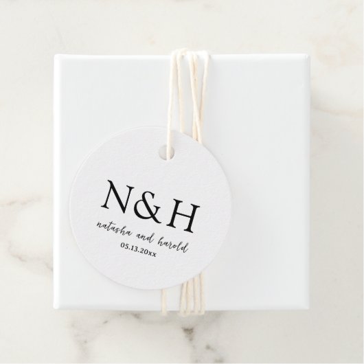 Natasha Monogram Moderne bruiloft Bedankjes Labels (In situ)