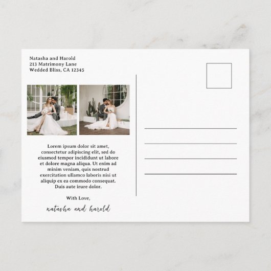 Natasha Monogram Moderne bruiloft Bedankt Briefkaart (Achterkant)