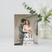 Natasha Monogram Moderne bruiloft Bedankt Briefkaart (Staand voorkant)