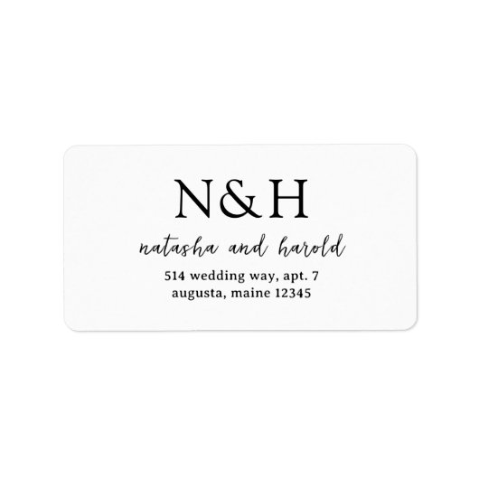 Natasha Monogram Moderne bruiloft Etiket (Voorkant)