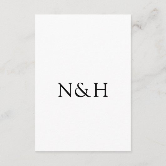 Natasha Monogram Moderne bruiloft Informatiekaartje (Achterkant)