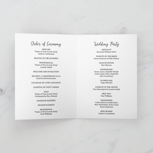 Natasha Monogram Moderne bruiloft Programma (Binnen)