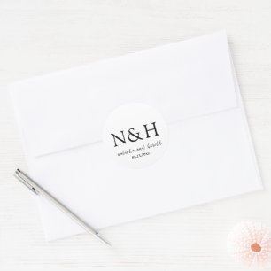 Natasha Monogram Moderne bruiloft Ronde Sticker