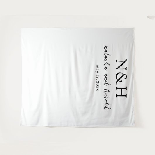 Natasha Monogram Moderne bruiloft Wandkleed (Voorkant (horizontaal))