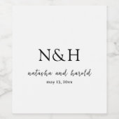 Natasha Monogram Moderne bruiloft Wijn Etiket (Enkel label)