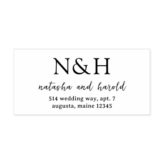 Natasha Monogram Moderne bruiloft Zelfinktende Stempel (Design)
