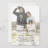 Natasha Photo Monogram Modern Engagement Party Kaart (Voorkant)
