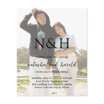 Natasha Photo Monogram Moderne Uitnodiging voor de