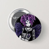 Natasha Pink Paarse Angel Ronde Button 5,7 Cm (Voorkant /achterkant)
