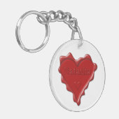 Natasha. Red heart wax seal met de naam Natasha Sleutelhanger (Voorkant Links)