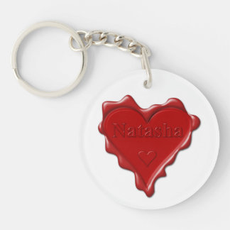 Natasha. Red heart wax seal met de naam Natasha Sleutelhanger