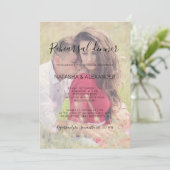 Natasha Rustic Calligraphy Photo Rehearsal Dinner Kaart (Staand voorkant)