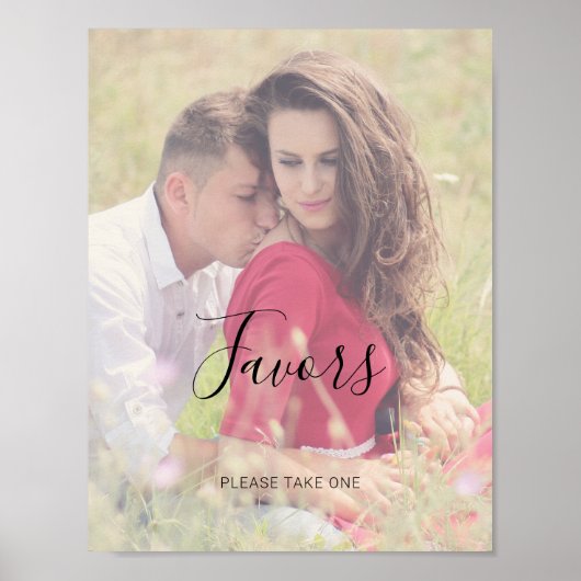 Natasha Rustic Script Bruiloft Favoren Foto Bord Poster (Voorkant)
