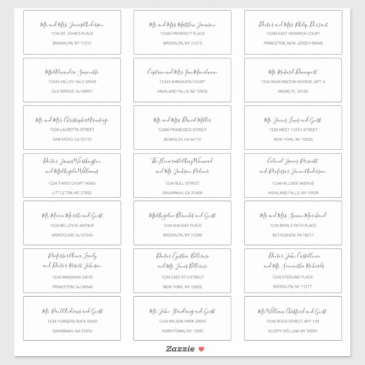 Natasha Simple Black White Guest Adresetiketten Sticker (Vel)