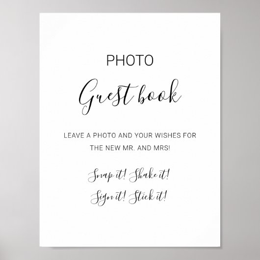 Natasha Simple Photo Guest Book Wedding Sign Poster (Voorkant)