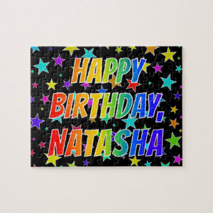 "NATASHA" Voornaam, geun "HAPPY BIRTHDAY" Legpuzzel