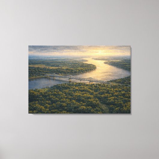 Natchez aan de rivier | Landschapskunst | Opgespan Canvas Afdruk (Voorkant)