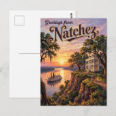 Natchez Mississippi Briefkaart (Voorkant / Achterkant)