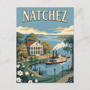 Natchez Mississippi River Retro Vintage Poster Briefkaart