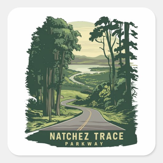 Natchez Trace Parkway Mississippi Forest Vierkante Sticker (Voorkant)