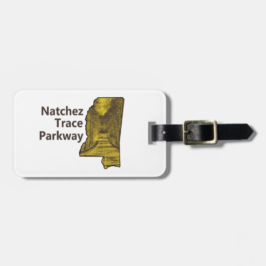 Natchez Trace Parkway Mississippi Kaart Bagagelabel (Voorkant horizontaal)