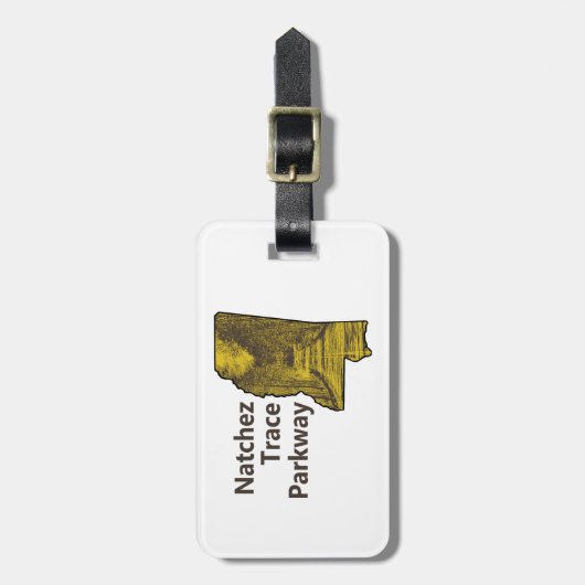 Natchez Trace Parkway Mississippi Kaart Bagagelabel (Voorkant verticaal)