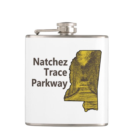 Natchez Trace Parkway Mississippi Kaart Heupfles (Voorkant)