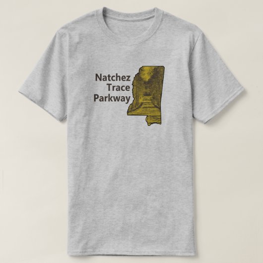 Natchez Trace Parkway Mississippi Kaart T-shirt (Design voorkant)