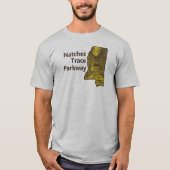 Natchez Trace Parkway Mississippi Kaart T-shirt (Voorkant)
