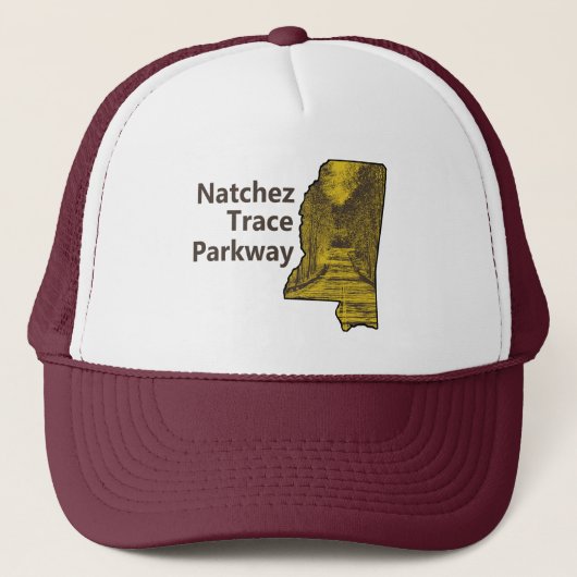 Natchez Trace Parkway Mississippi Kaart Trucker Pet (Voorkant)