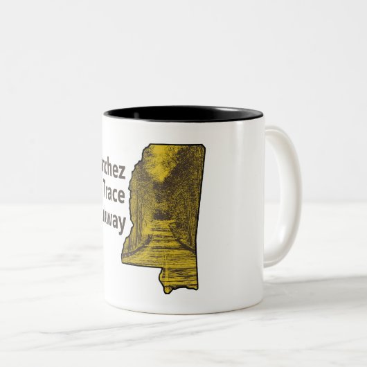 Natchez Trace Parkway Mississippi Kaart Tweekleurige Koffiemok (Voorkant rechts)