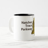 Natchez Trace Parkway Mississippi Kaart Tweekleurige Koffiemok (Voorkant links)