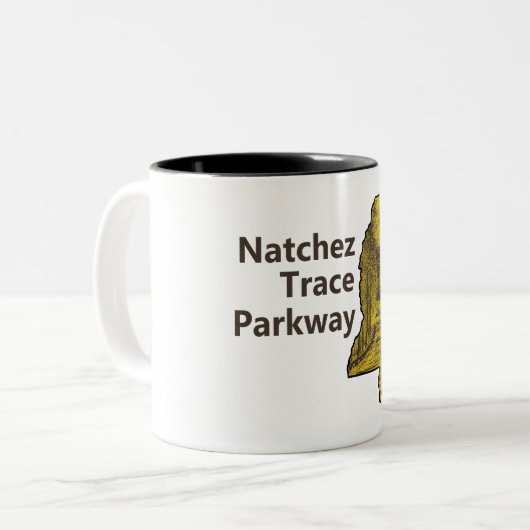 Natchez Trace Parkway Mississippi Kaart Tweekleurige Koffiemok (Voorkant links)
