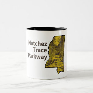 Natchez Trace Parkway Mississippi Kaart Tweekleurige Koffiemok
