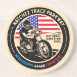 Natchez Trace Parkway National Schilderachtig Bywa Zandsteen Onderzetter<br><div class="desc">Natchez Trace Parkway,  gedaan in een ,  in nood verkerend symbool. Het is een beroemde All American Road die gevonden wordt in Mississippi,  Alabama en Tennessee.</div>