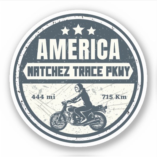 Natchez Trace Road Mississippi Tennessee motorfiet Sticker (Voorkant)