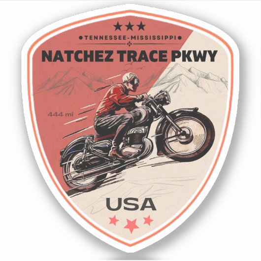 Natchez Trace Road Mississippi Tennessee motorfiet Sticker (Voorkant)