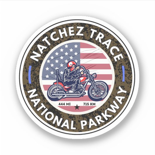 Natchez Trace Road Mississippi Tennessee motorfiet Sticker (Voorkant)