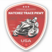 Natchez Trace Road Mississippi Tennessee motorfiet Sticker (Voorkant)