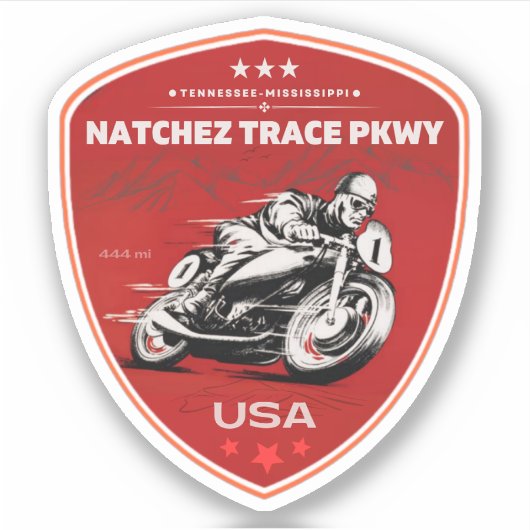 Natchez Trace Road Mississippi Tennessee motorfiet Sticker (Voorkant)