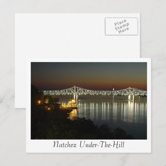 Natchez under-The-Hill & Bridge Briefkaart (Voorkant / Achterkant)