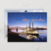 Natchez-Vidalia Bridge en Ribreedat Casino Briefkaart (Voorkant / Achterkant)
