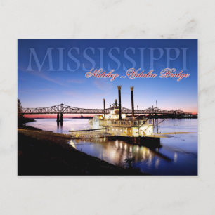 Natchez-Vidalia Bridge en Ribreedat Casino Briefkaart