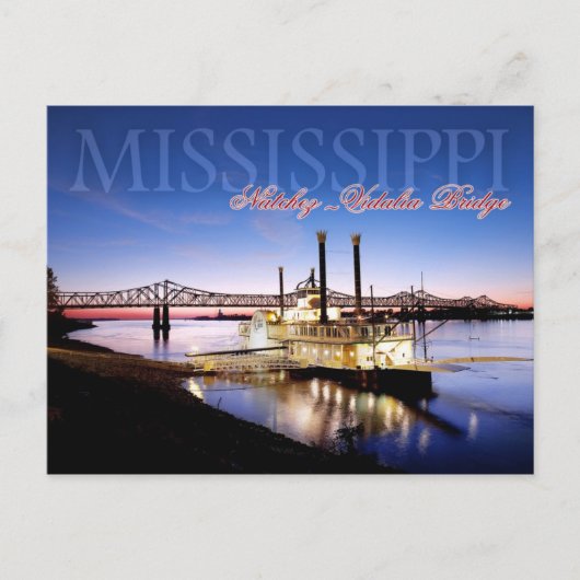 Natchez-Vidalia Bridge en Ribreedat Casino Briefkaart (Voorkant)
