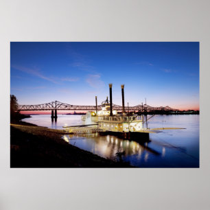 Natchez-Vidalia Bridge en Ribreedat Casino Poster