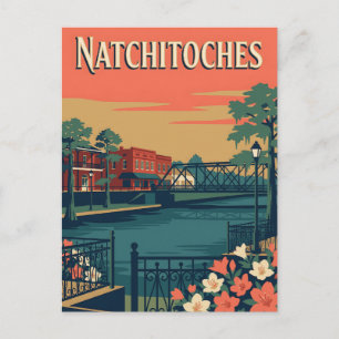 Natchitoches Louisiana Retro Vintage Reisposter Briefkaart