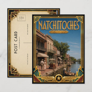 Natchitoches Louisiana Vintage Art Deco Gouden Tij Briefkaart