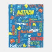 Nathan custom name pixel gaming character graphic fleece deken (Voorkant)