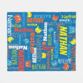 Nathan custom name pixel gaming character graphic fleece deken (Voorkant (Horizontaal))