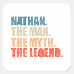 Nathan de man de mythe de legende vierkante sticker